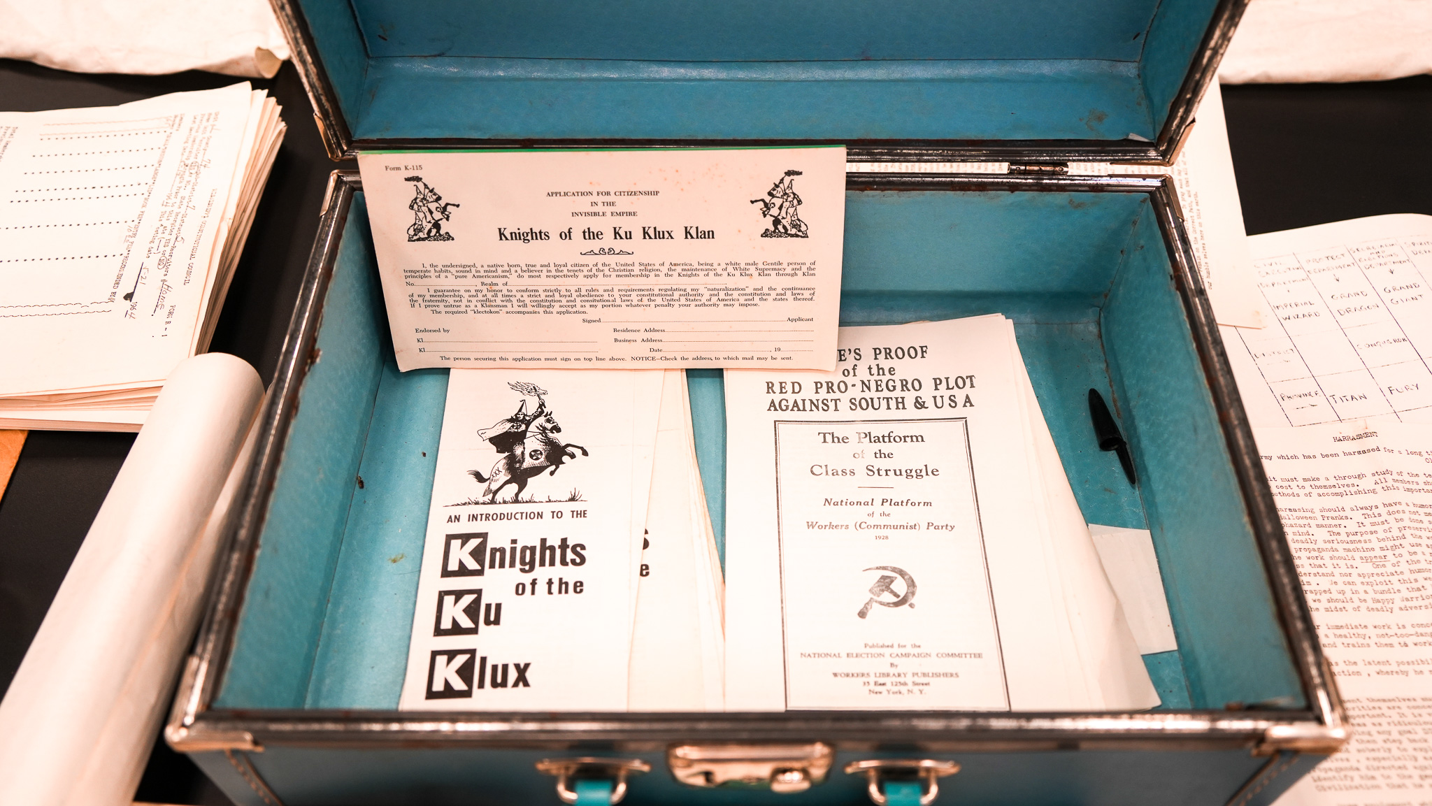 Open case showing propaganda
